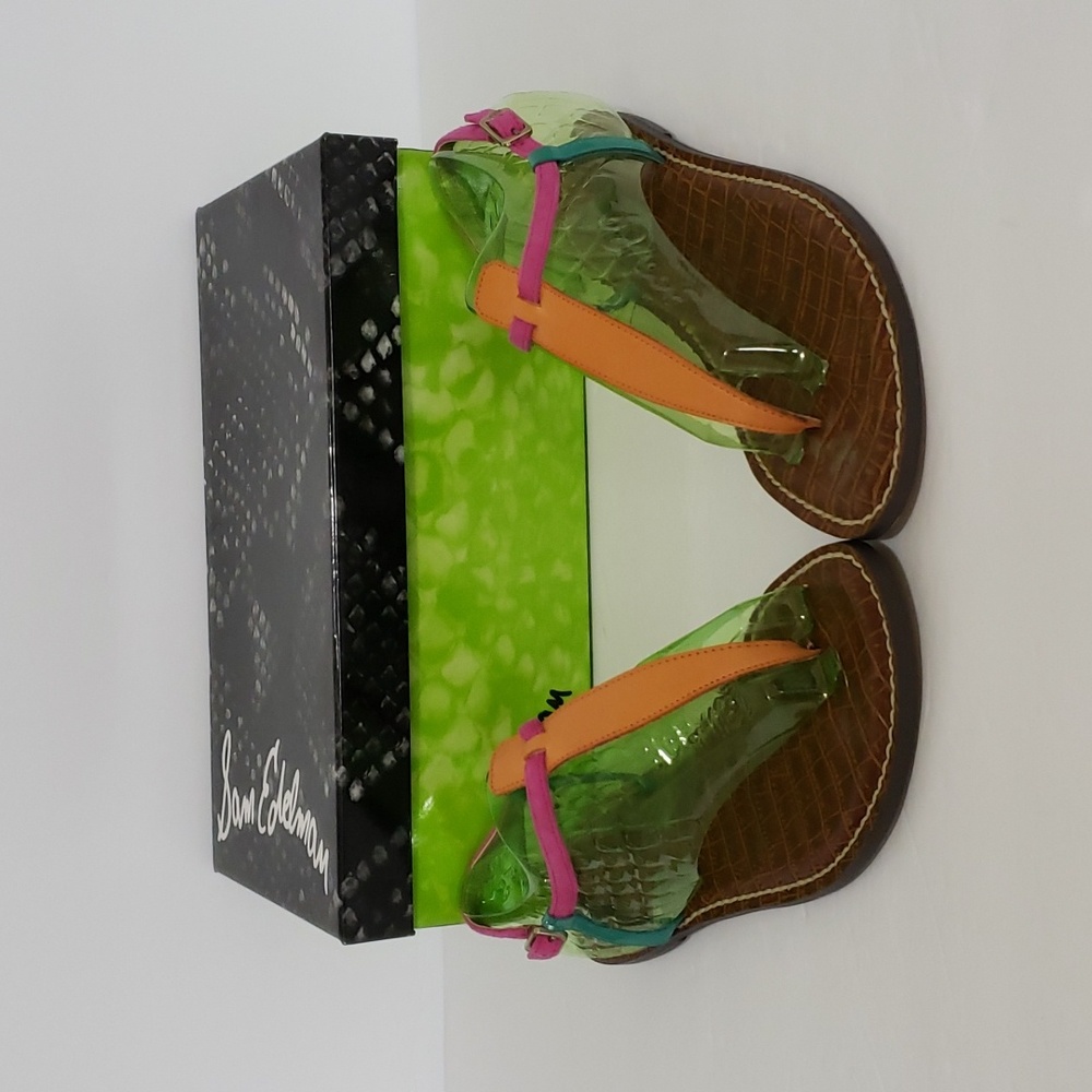 Brand New Sam Edelman Gigi Sandals Tang/Pink/Tur SZ 8.5M (Discontinued Color)